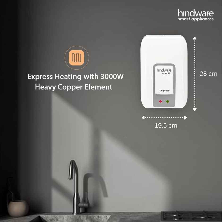 Hindware Smart Appliances Compacto 3 Litre Instant Water Heater (White And Grey)