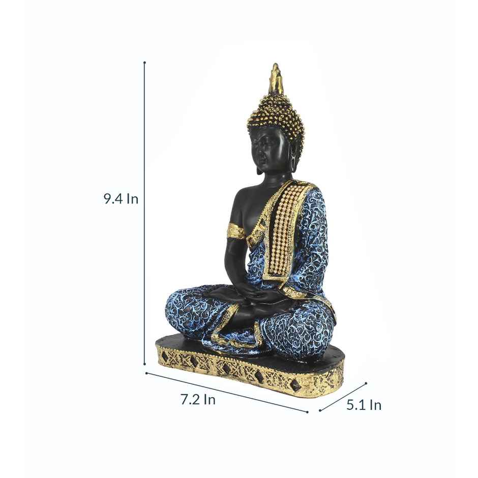 Casacraft by Pepperfry Blue Meditating Buddha Decorative Statue Showpiece