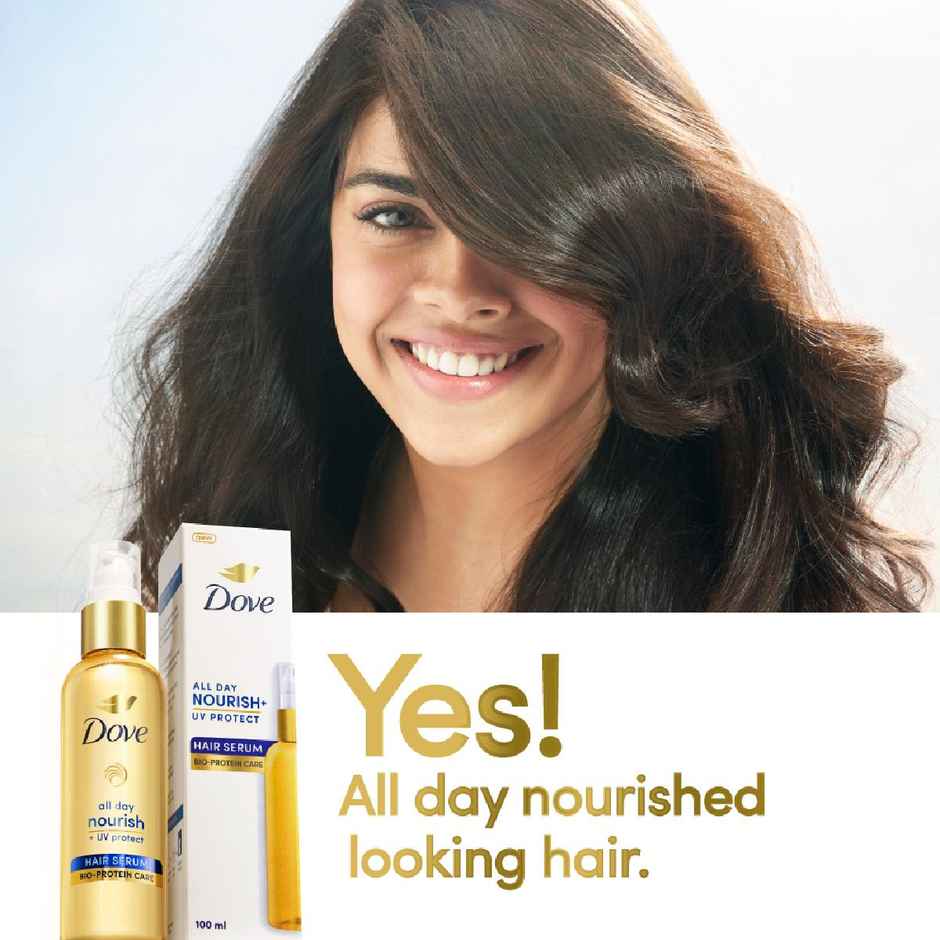 Dove  All Day Nourish + Uv Protect  Hair Serum For All Hair Types With Bio Protein Care