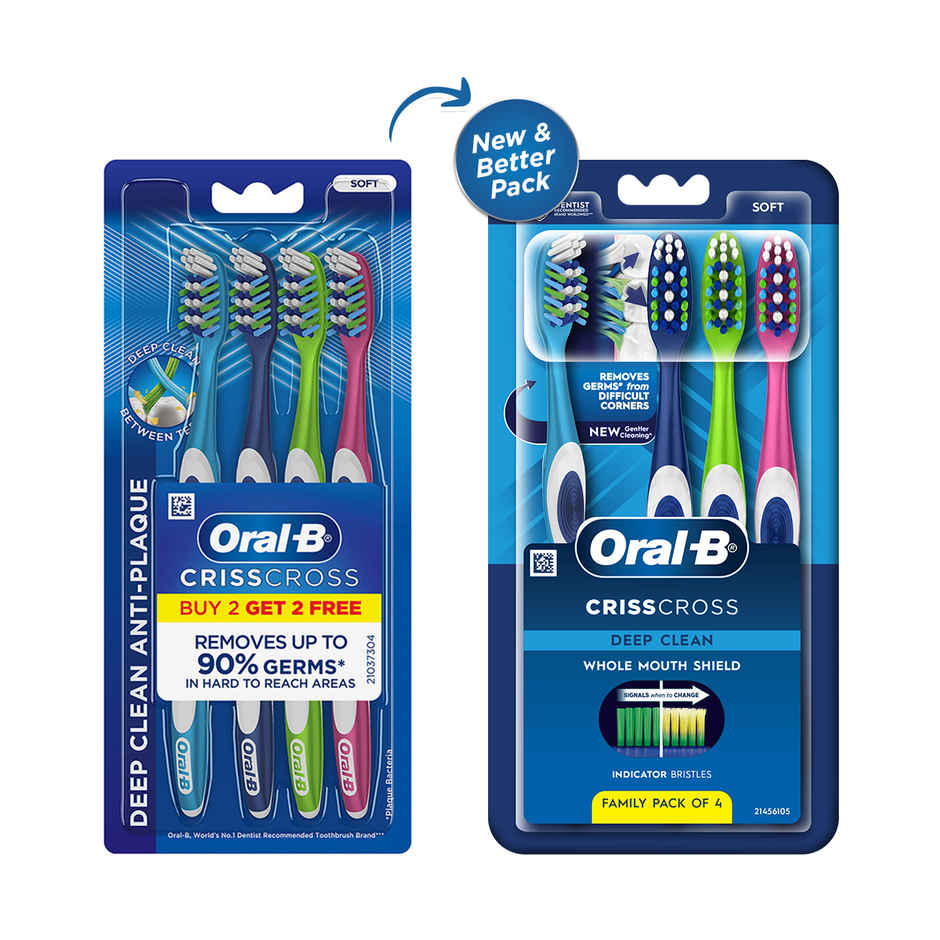 Oral-B Criss Cross of 4 Soft Toothbrushes