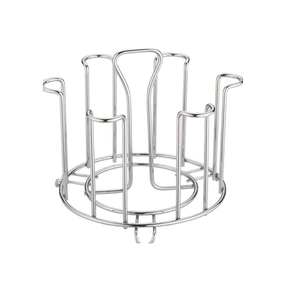 Clazkit Stainless Steel Glass Holder For 6 Glasses - Silver