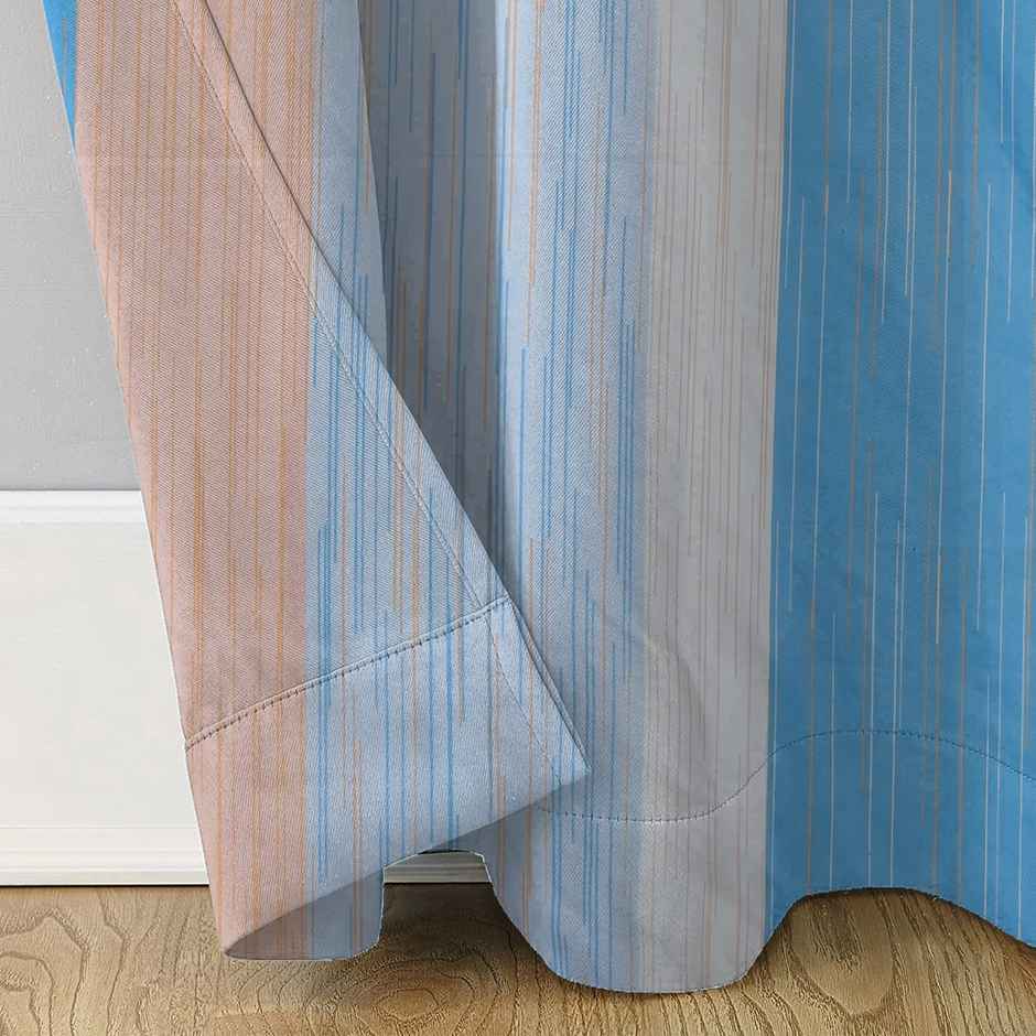 BAY6 Polyester Long Door Curtains - Set of 2 - (9x4 ft) - Blue