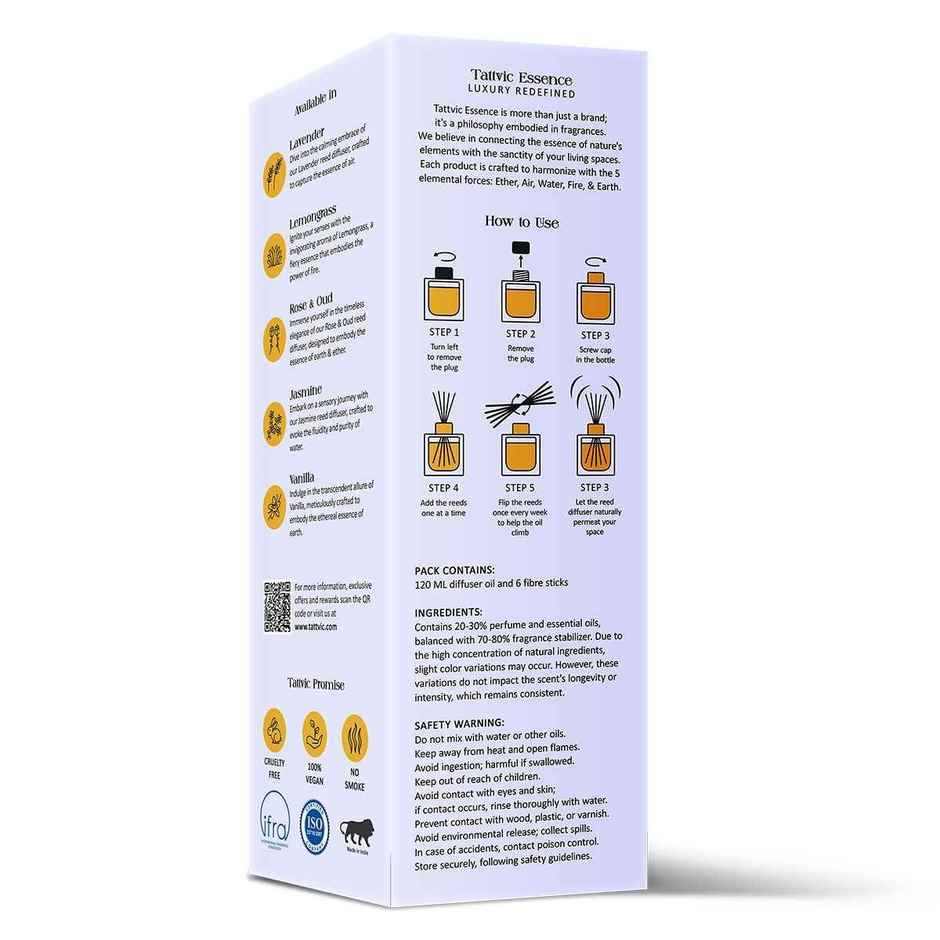 Tattvic Essence Luxury Reed Diffuser Set, Lavender | Stress Relief