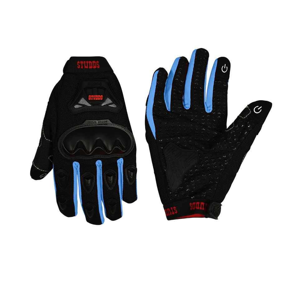 Studds SMG 6 Full Finger Bike Gloves with Touch Screen, Knuckle Protection, Anti-Slip (Blue - XL)