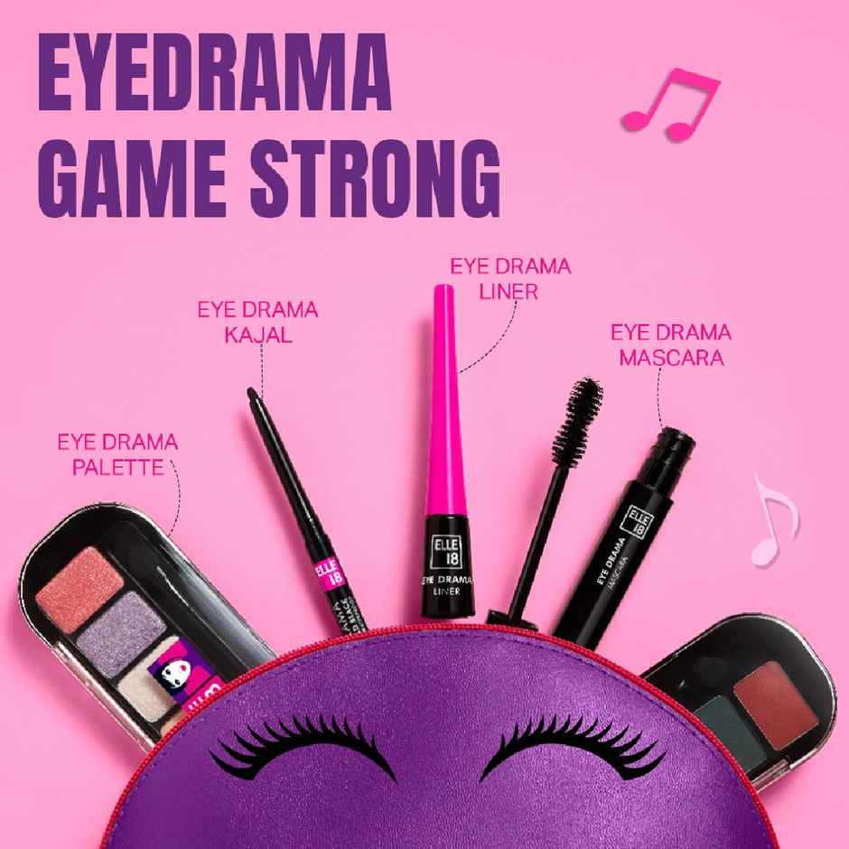 Elle 18 Eyedrama Liner, Long Lasting , Water and Smudge Proof, Black