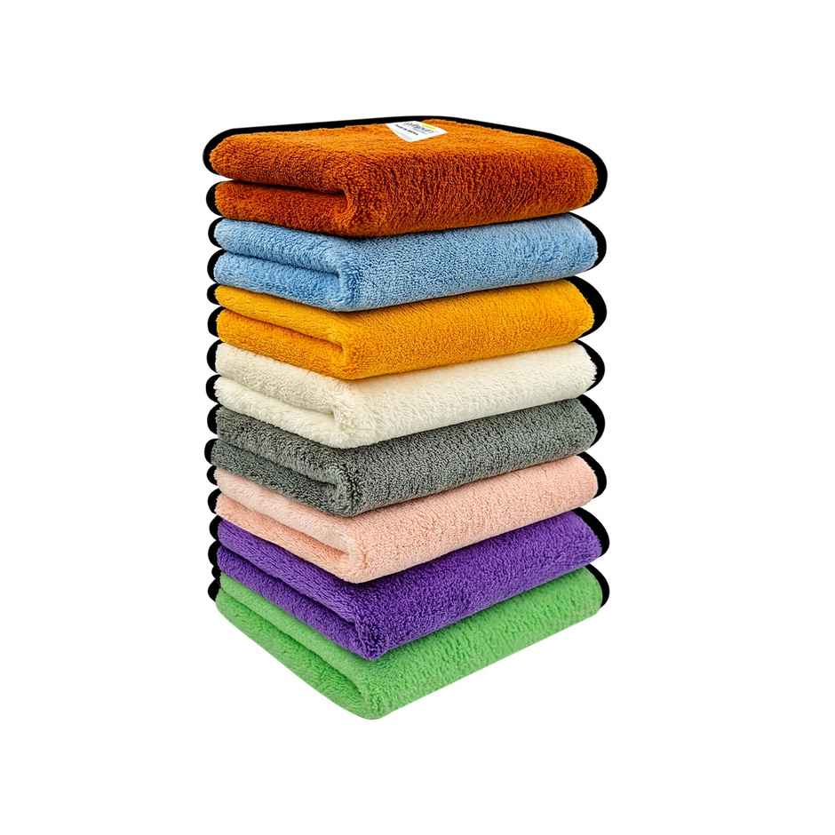 Softspun Microfiber Face Cleaning Wipes | 280 GSM, 20x30cm, 8pc, Multicolor | Assorted