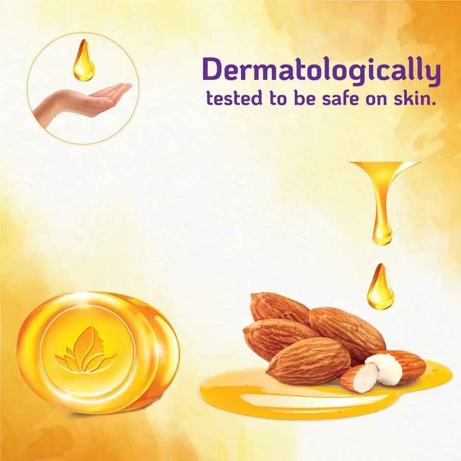 Santoor PureGlo Glycerine Bathing Bar Soap With Almond Oil for Nourished and Glowing Skin