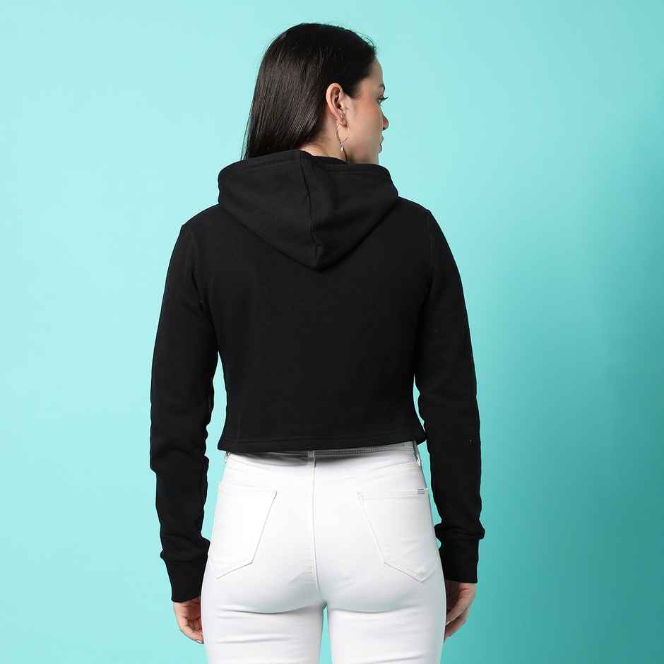 Campus Sutra Women's Hooded Sweatshirt | Black - S