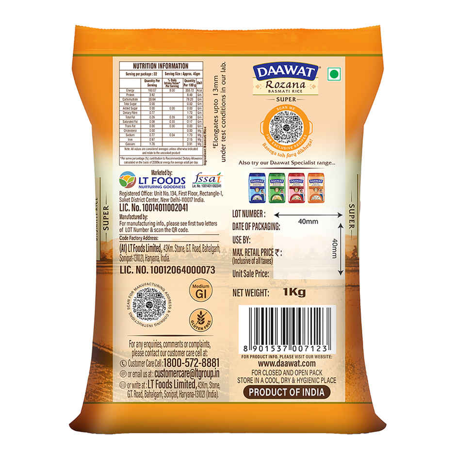 Daawat Rozana Super Basmati Rice | Medium Grain Combo