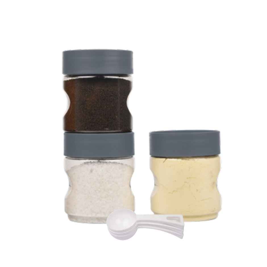 Flair Plastic Stackup Pet Jar Set Of 3 Pcs 500 ml (Gray), Transparent