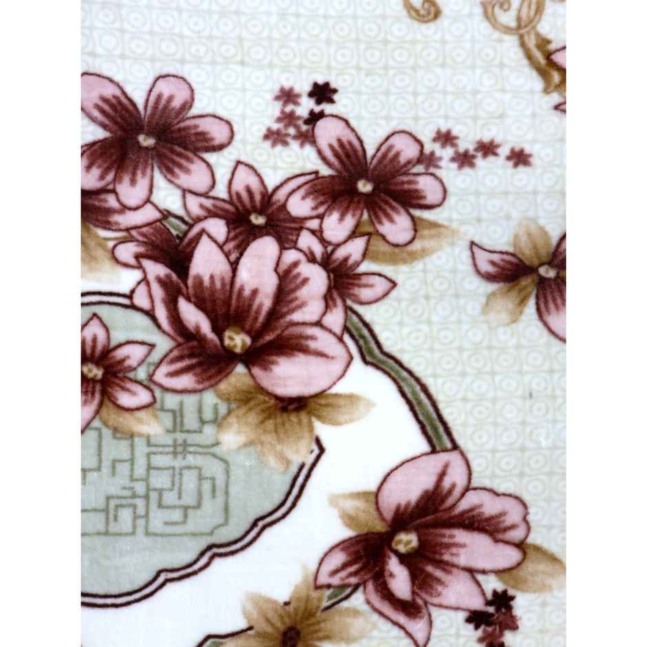 Signature 570 Gsm Polyester Beige & White Heavy Winter Super Soft Single Bed Mink Blanket