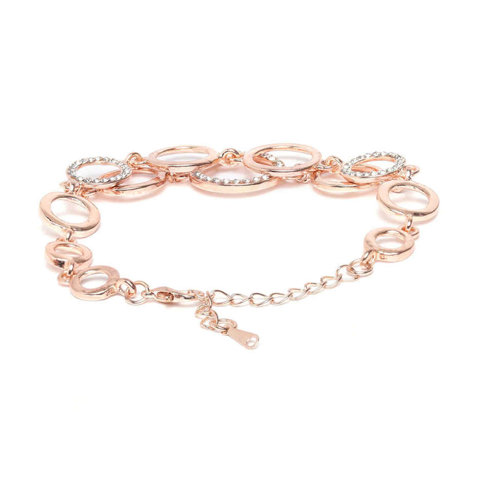 Youbella Rose Gold Crystal Gold Plated Floral Bracelets For Women Girls(Ybbn - 91560)