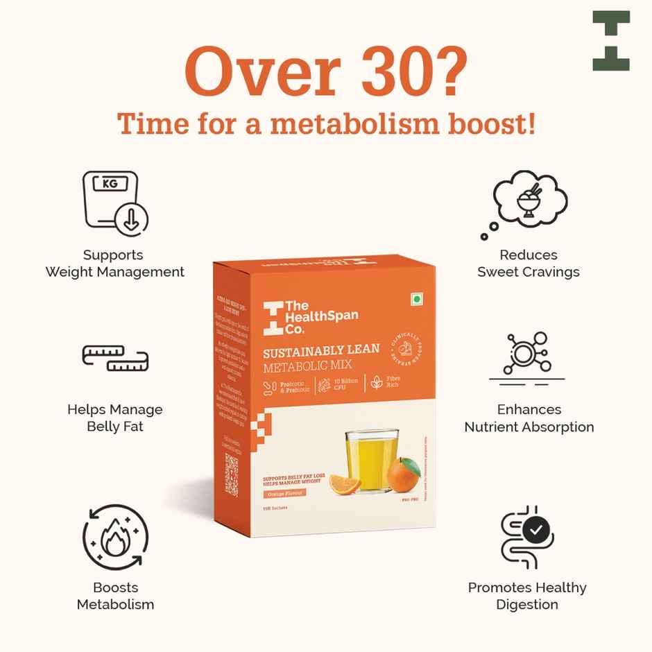 The Healthspan Co Metabolism Boost Drink For Weight Loss Orange