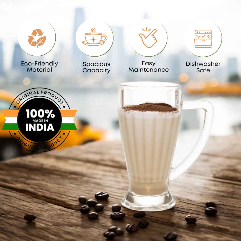 Stylo Falooda/Beer/Juice/Milkshake Mug | Set of 2 | 355 ml Each | Yera Glassware