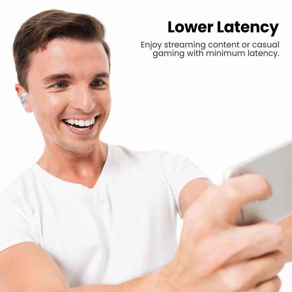 Portronics Harmonics Twins S3 Smart TWS Earbuds, Bluetooth 5.2 with 20 Hrs Playtime, 8mm Drivers, Type C Charging, IPX4 Water Resistant, Low Latency, Lightweight Design - White