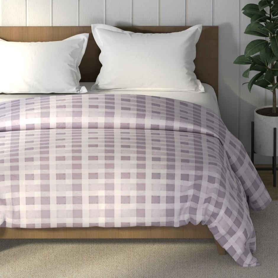 Nautica Super Soft 100% Cotton Fabric Comforter for All Weather | Double Size | Checks | Lavender