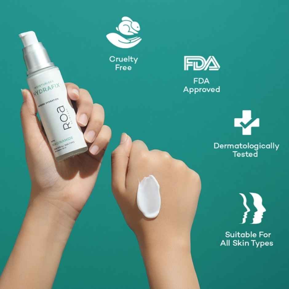 R.O.A Skincare Hydrafix moisturizer for dry skin face with Niacinamide, Ceramides and Peptides