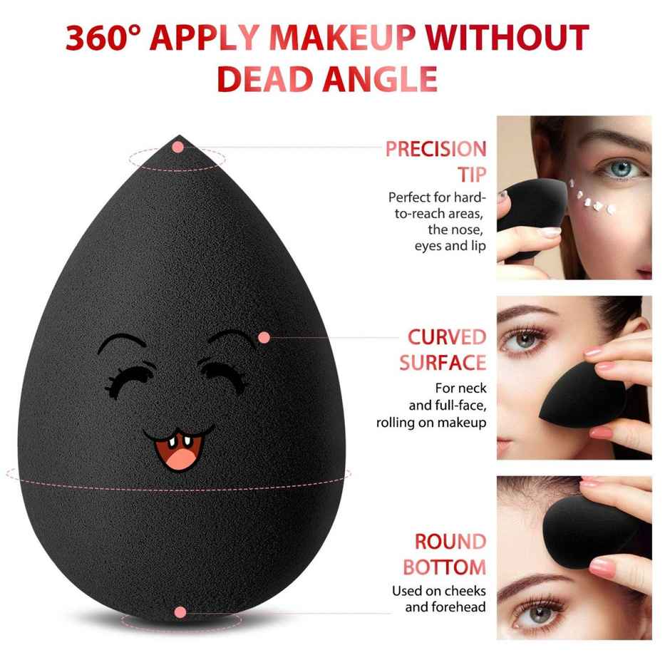 Bronson Professional Black Teardrop Super Soft Microfiber Beauty Blender Sponge Applicator Puffs