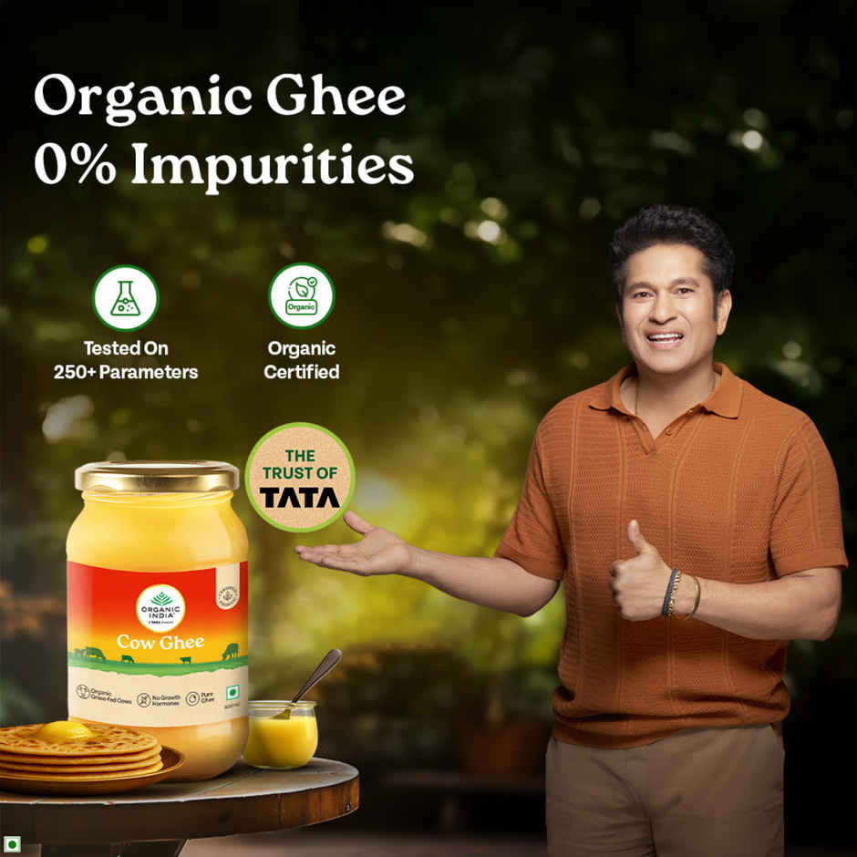 A TATA Product - Organic India Pure Cow Ghee | Glass Bottle | Sourced from Organically Fed Cows
