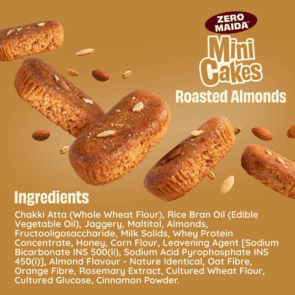 The Health Factory Mini Cakes Roasted Almonds | Zero Maida | Tea Cake | Eggless