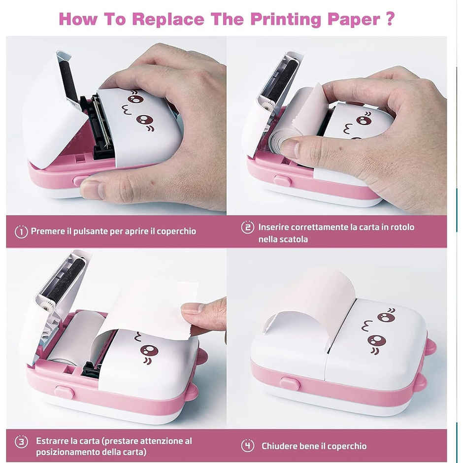 Hashwow Mini Bluetooth Thermal Printer - Ink-Free Portable Printer With 1 Rolls Of Paper & Stickers - Assorted
