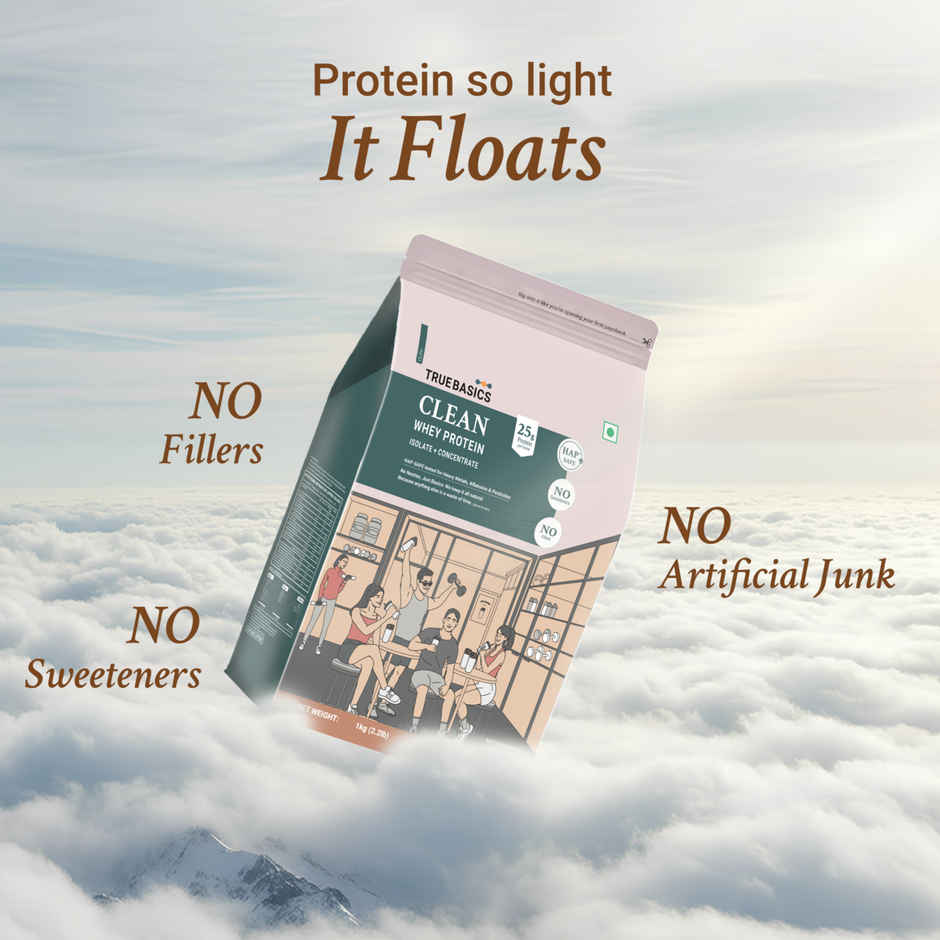 TrueBasics Clean Whey Protein Powder Isolate & Concentrate Blend (Coffee)