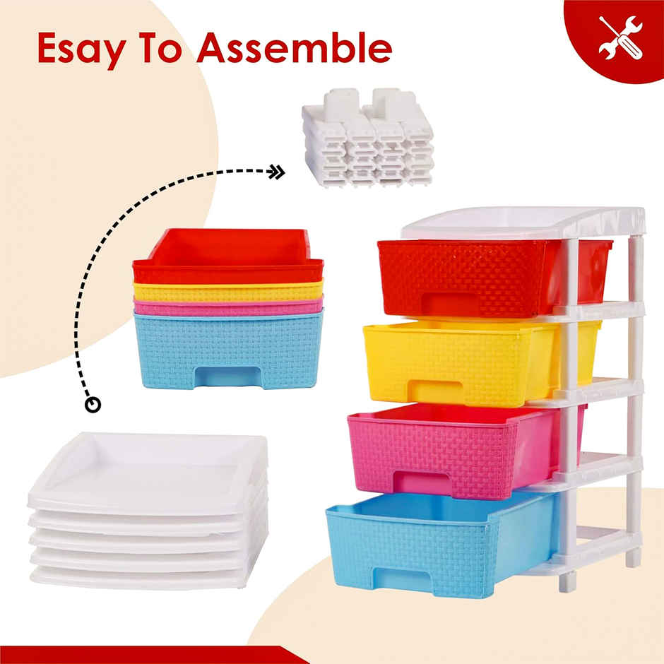 Kuber Industries 4-Layer & 73 L Plastic Drawer Storage Organiser