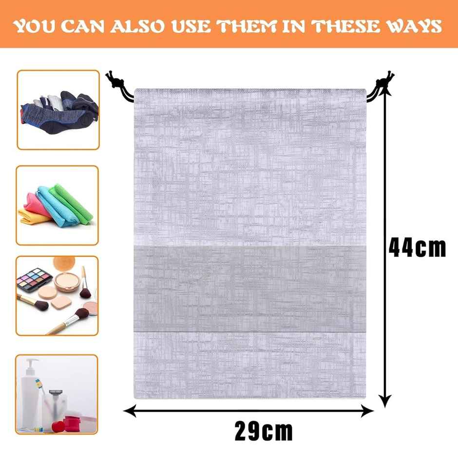 Kuber Industries Non-Woven Jute-Print Shoe Cover Bags with Transparent Window|Pack of 24|Gray