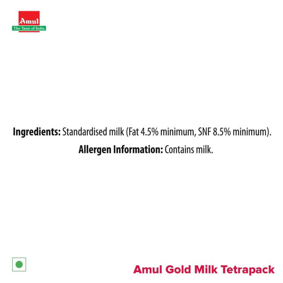 Amul Gold Homogenised Standardised Milk (Tetra Pack)