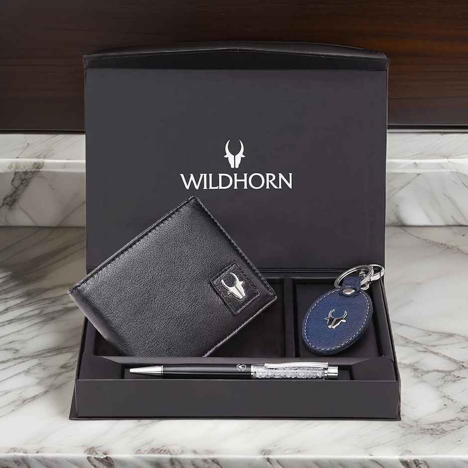 Wildhorn Men's Leather Wallet Gift Set | Black