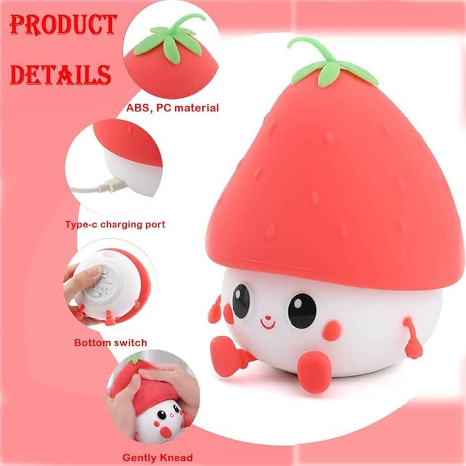 Desidiya Strawberry Night Light For Kids, Usb Rechargeable Red Lamp