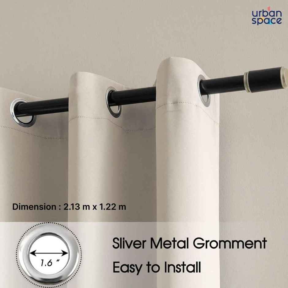 Urban Space Solid Blackout Curtains Door- 7 Feet Beige - Set Of 2 Curtains
