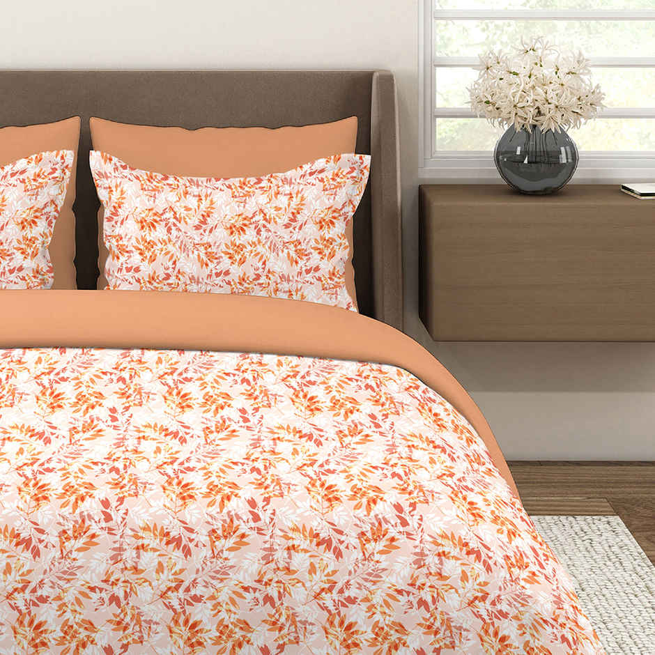 Layers Home Easy 100% Cotton 144 TC Orange Double Bedsheet with 2 Pillow Covers