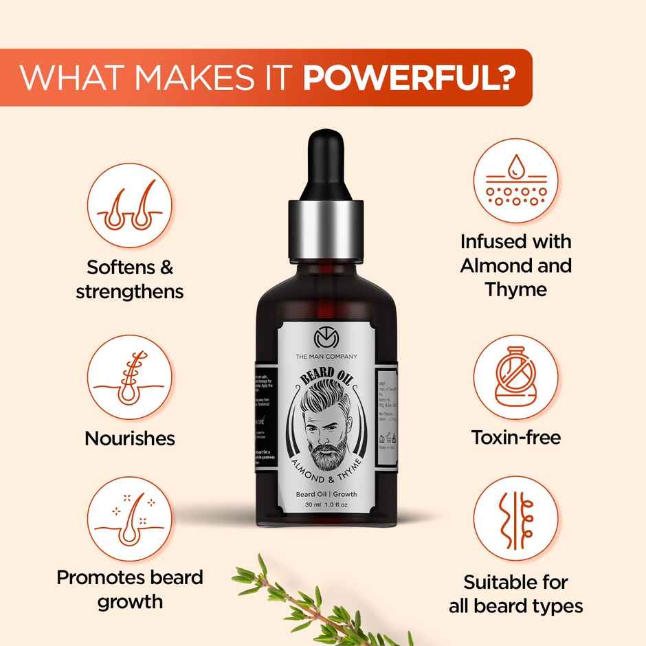 The Man Company Beard Growth Oil I Almond & Thyme
