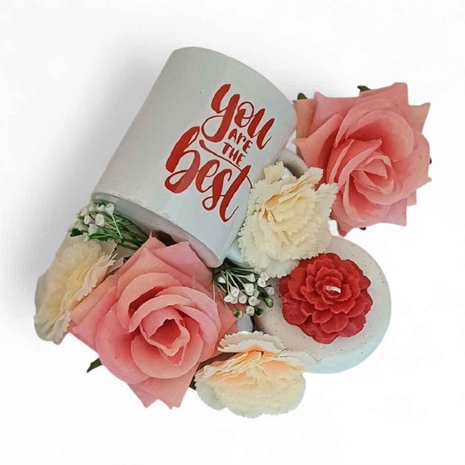 Gullak You Are The Best Dad Gift Hamper | 1 Mug + 1 Candle + Artificial Roses - Father's Day Special