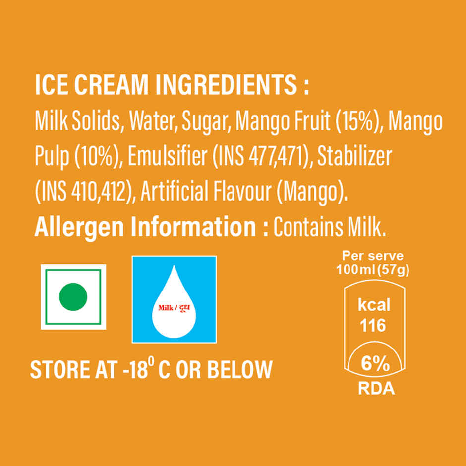 Dairy Day Mango Fruit Chunks Ice Cream Tub
