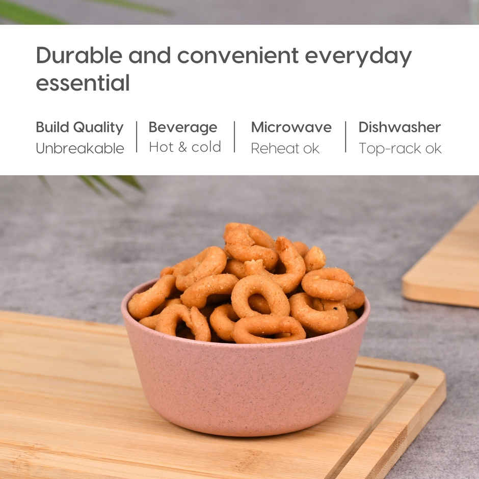 Eha Earth Friendly Small Bowls for Kitchen | 175 ml, 4 pcs, Multi-light | Rice Husk Biocomposite