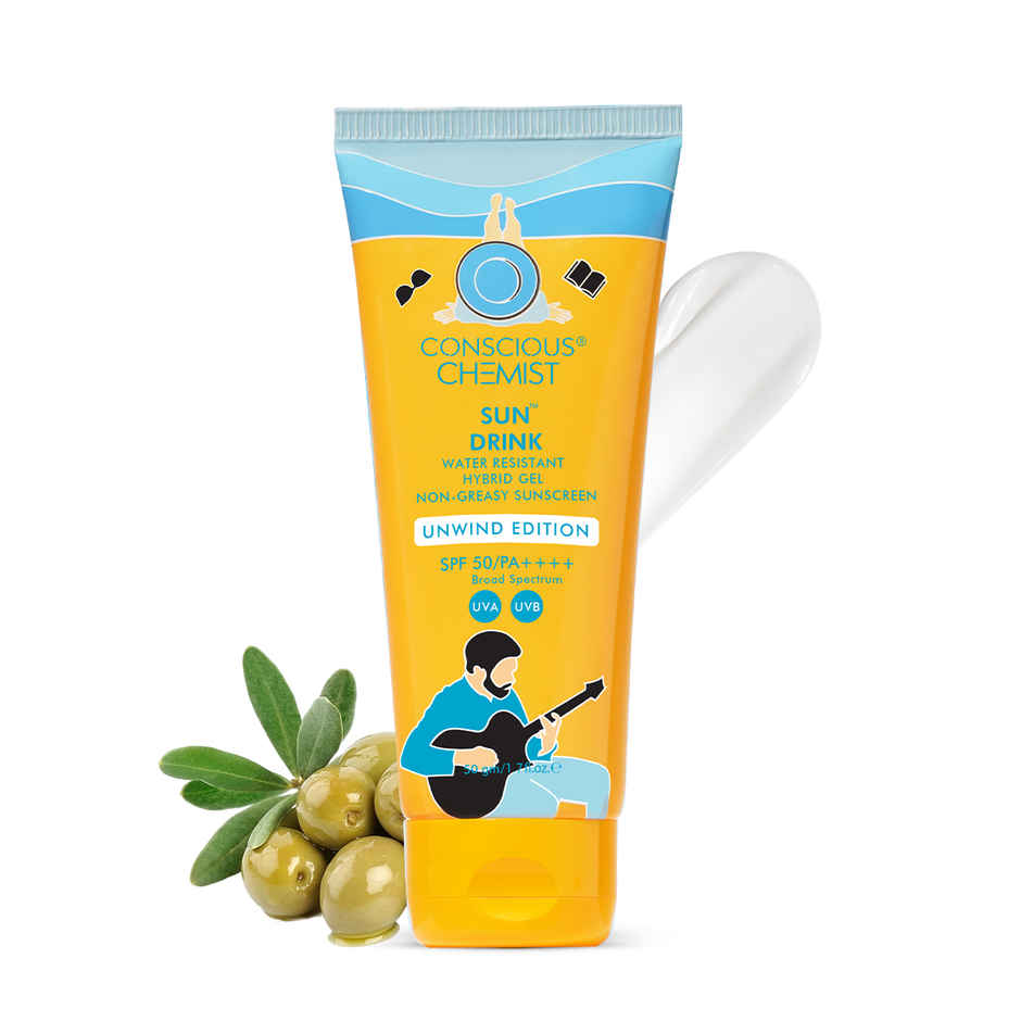 Conscious Chemist Unwind Edition Sun Drink With Water Resistant Gel Sunscreen SPF 50 PA++++