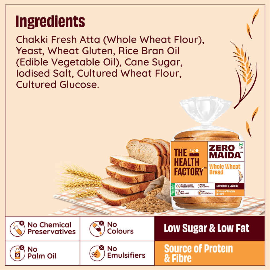 The Health Factory Zero Maida Bombay Pav-Simply Whole Wheat(156gms) & The Health Factory Zero Maida Bread - Simply Whole Wheat(250gms) Combo