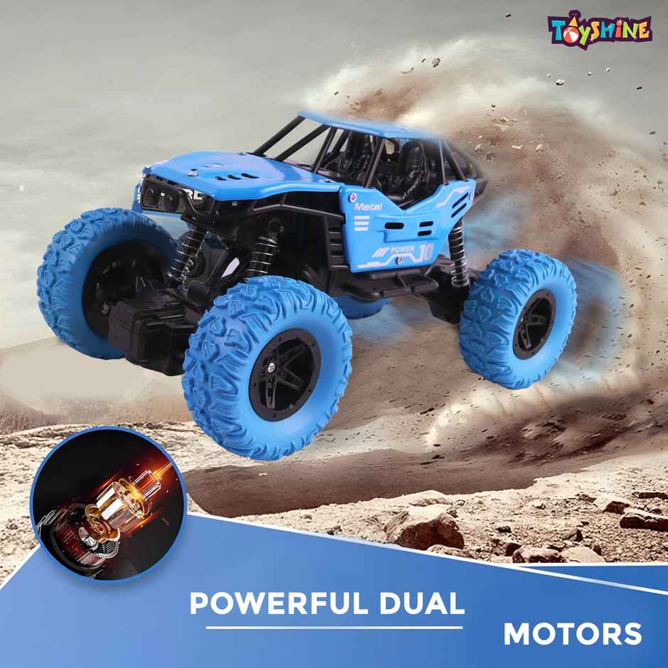 Toyshine 1:16 Scale 27Mhz Smoke Rock Crawler Monster RC Truck | With Booster Spray Function | Blue