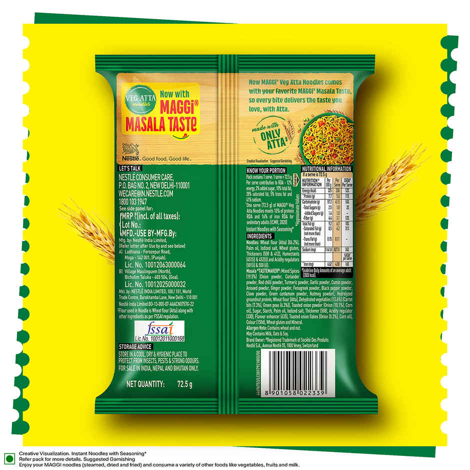 Maggi Veg Atta Noodles Made with Only Atta flour