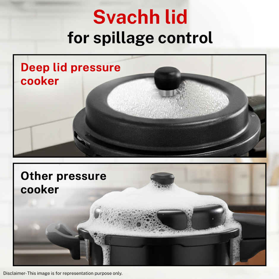Prestige Popular Svachh HA Pressure Cooker 3L,Metallic Safety Plug,Black,5Y Warranty,ISI Certified