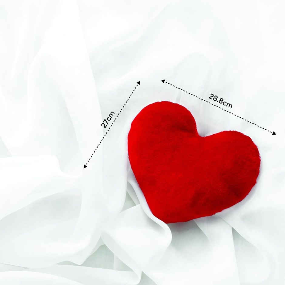 Fnp Magic Of Red Roses In Sleeve(1pc) & Webby Heart Shape Cushion Soft Toys | 30 Cm | Red(1pc) Combo