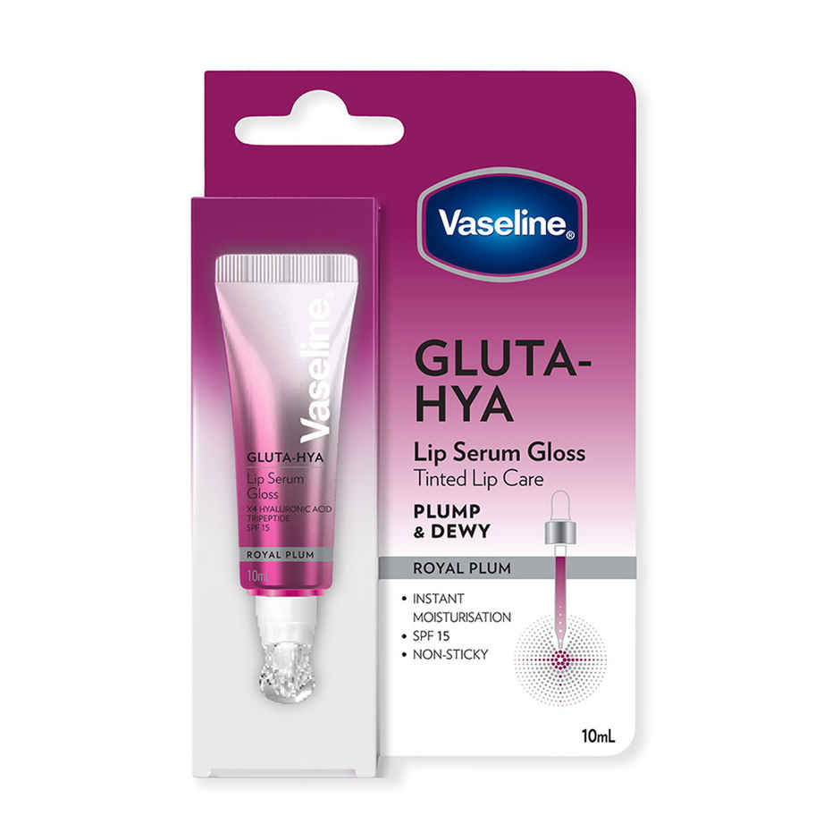 Vaseline Gluta-Hya Royal Plum Lip Serum Gloss | 4X Hyaluronic Acid & Tripeptide | SPF 15