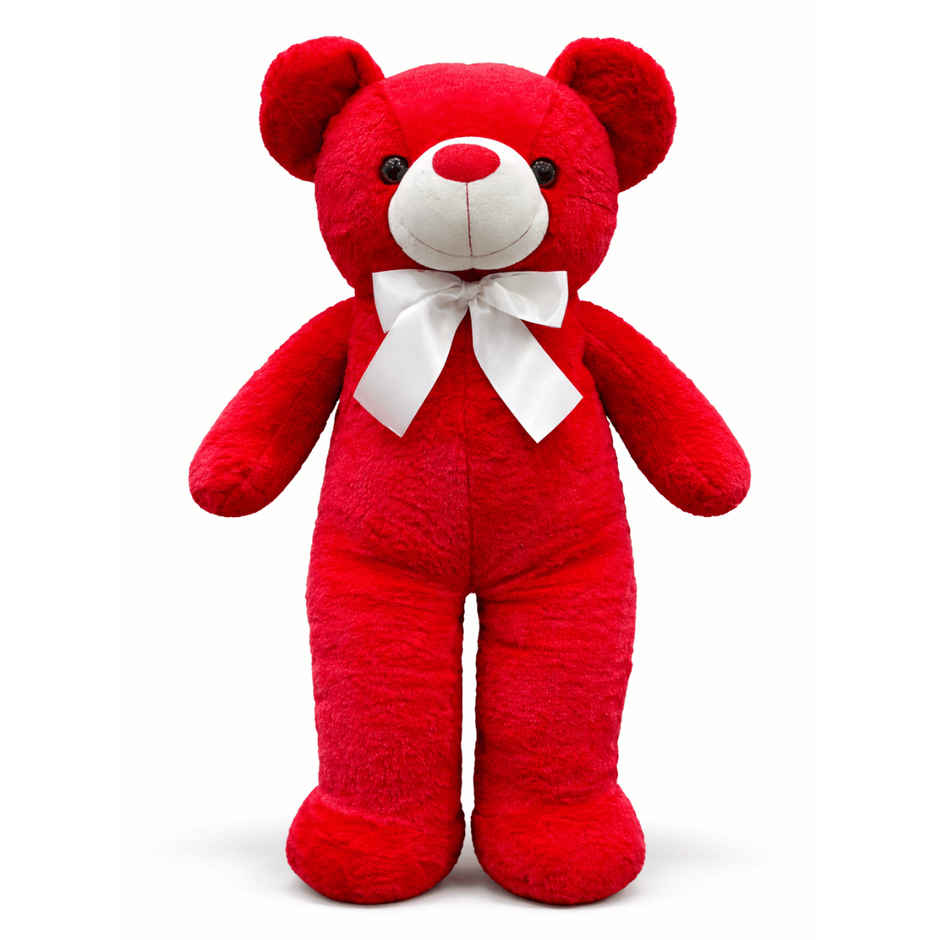 Toytales Soft Toy Red Teddy Bear | Plush Stuffed Animal With Ribbon| Cute Toys For Girls 90 cm