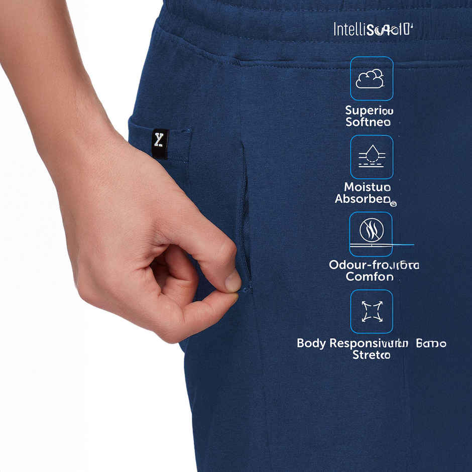 XYXX Ace Cotton Modal solid Shorts | 2 Side Pocket with zip | Dress Blue- S