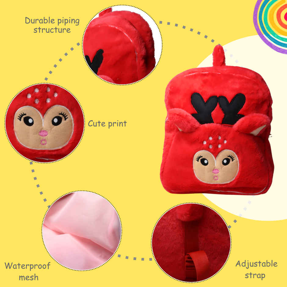 Toytales Cute Deer Bag | Plush Backpack School | Bag For Kids | Kids Bag