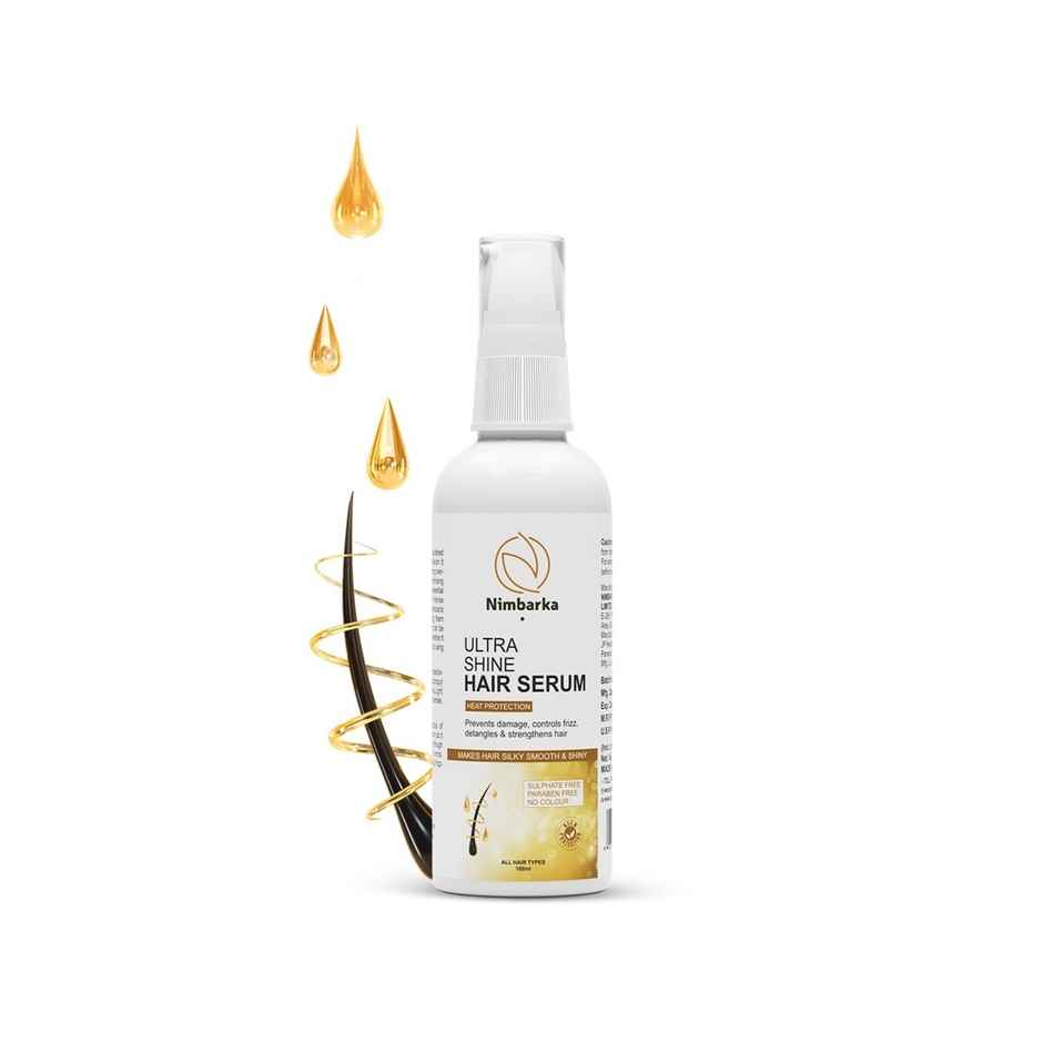Nimbarka Ultra Shine Hair Serum - Heat Protection Frizz Control Detangles & Strengthens Hair