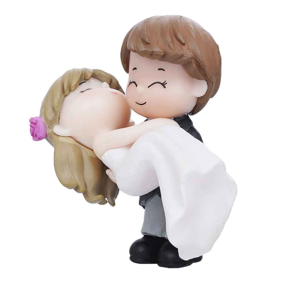 Casacraft by Pepperfry Bride Kissing Groom Romantic Black & White Polyresin Decorative Figurine