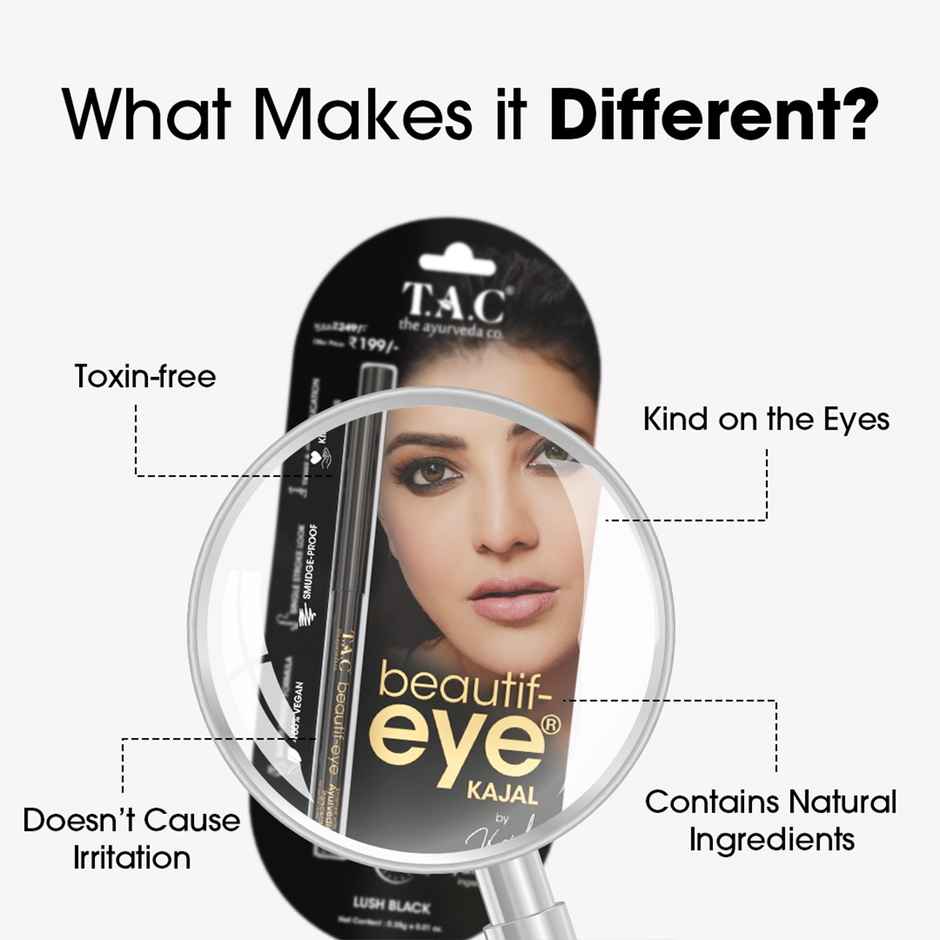 TAC Beautify Kajal With Vitamin E Smudge-Proof & Water-Proof Matte Finish 24hr Stay